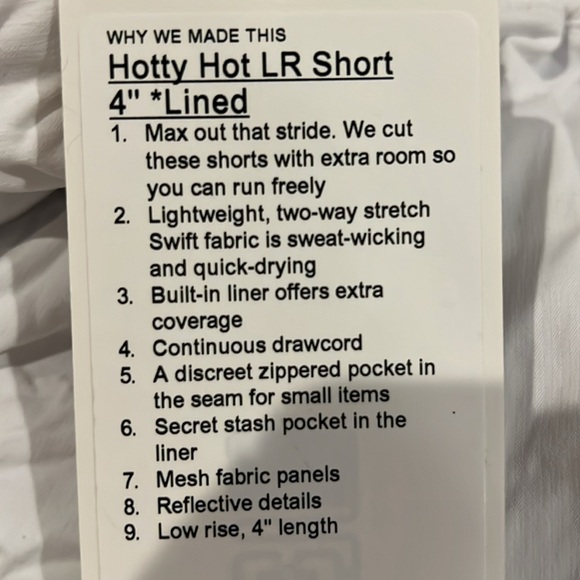 Lululemon NWT Size 6 Hotty Hot Low rise short 4” lined - Picture 6 of 6